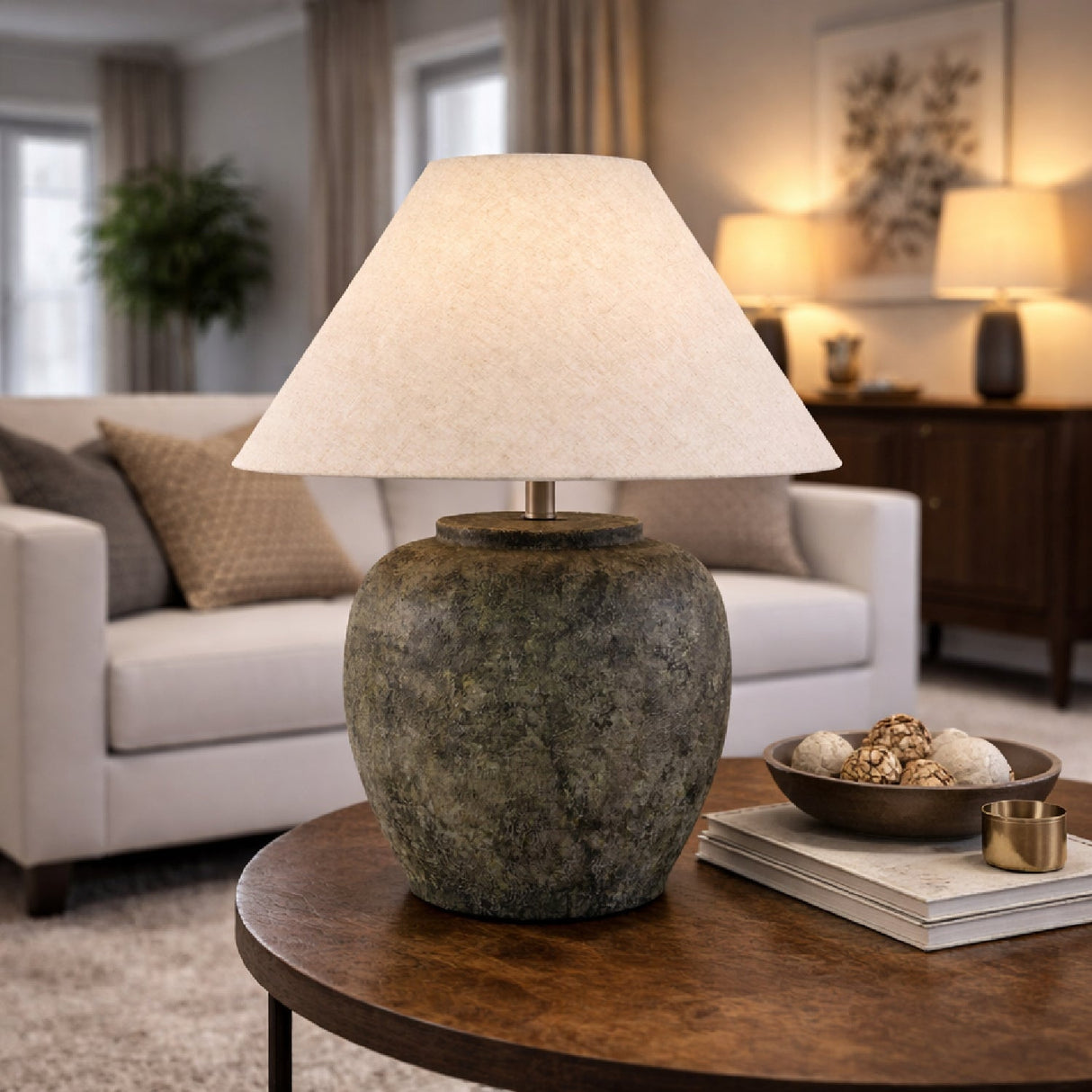 Modern European furniture - Painted Cement Linen Table Lamp - www.oroa.com