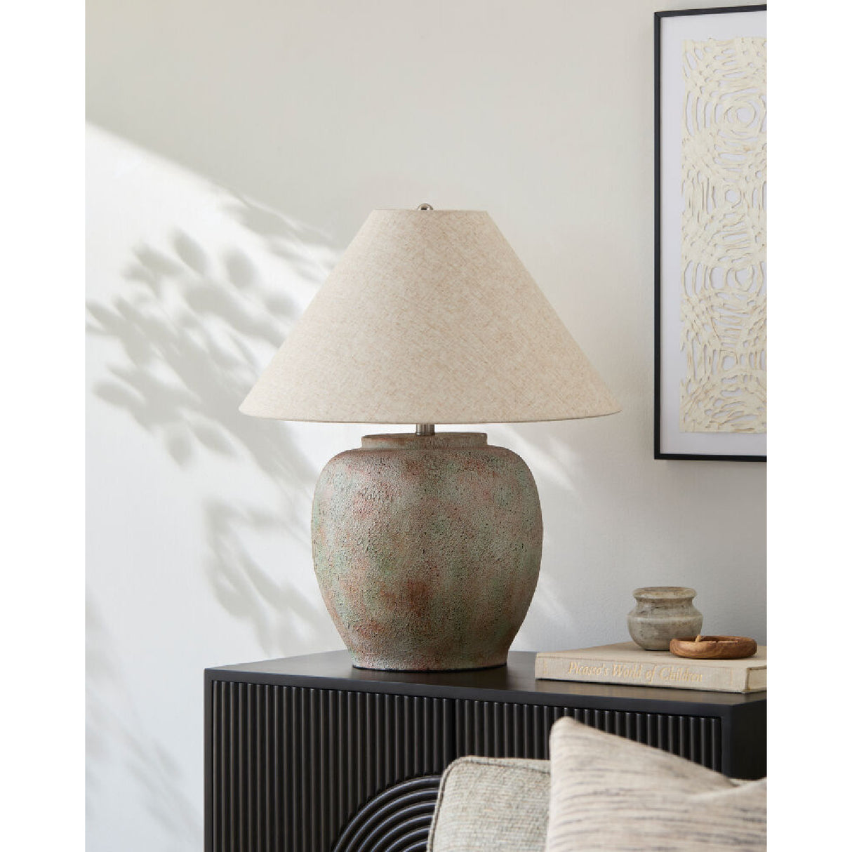 Painted Cement Linen Table Lamp | Oroa.com