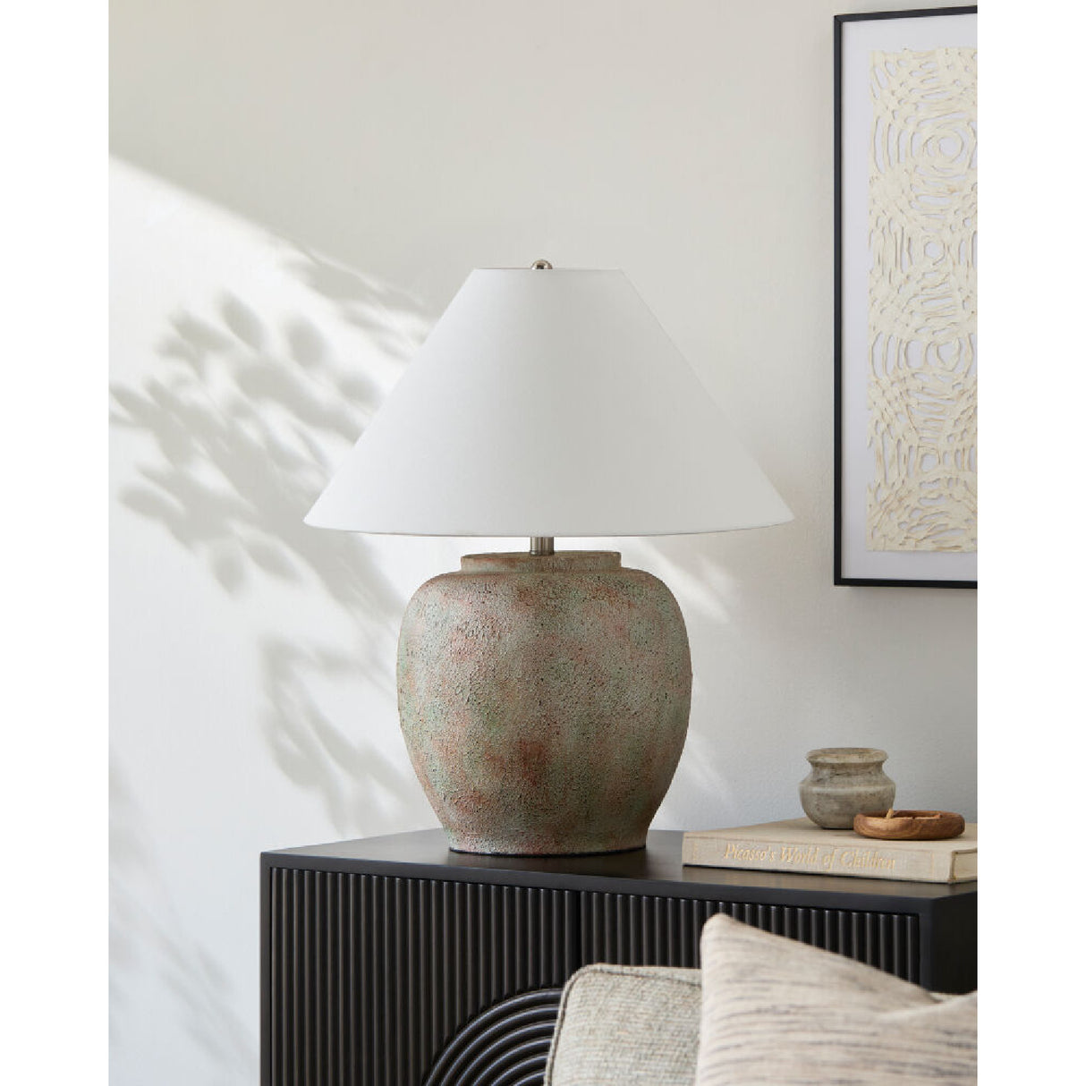 Modern European furniture - Painted Cement Linen Table Lamp - www.oroa.com