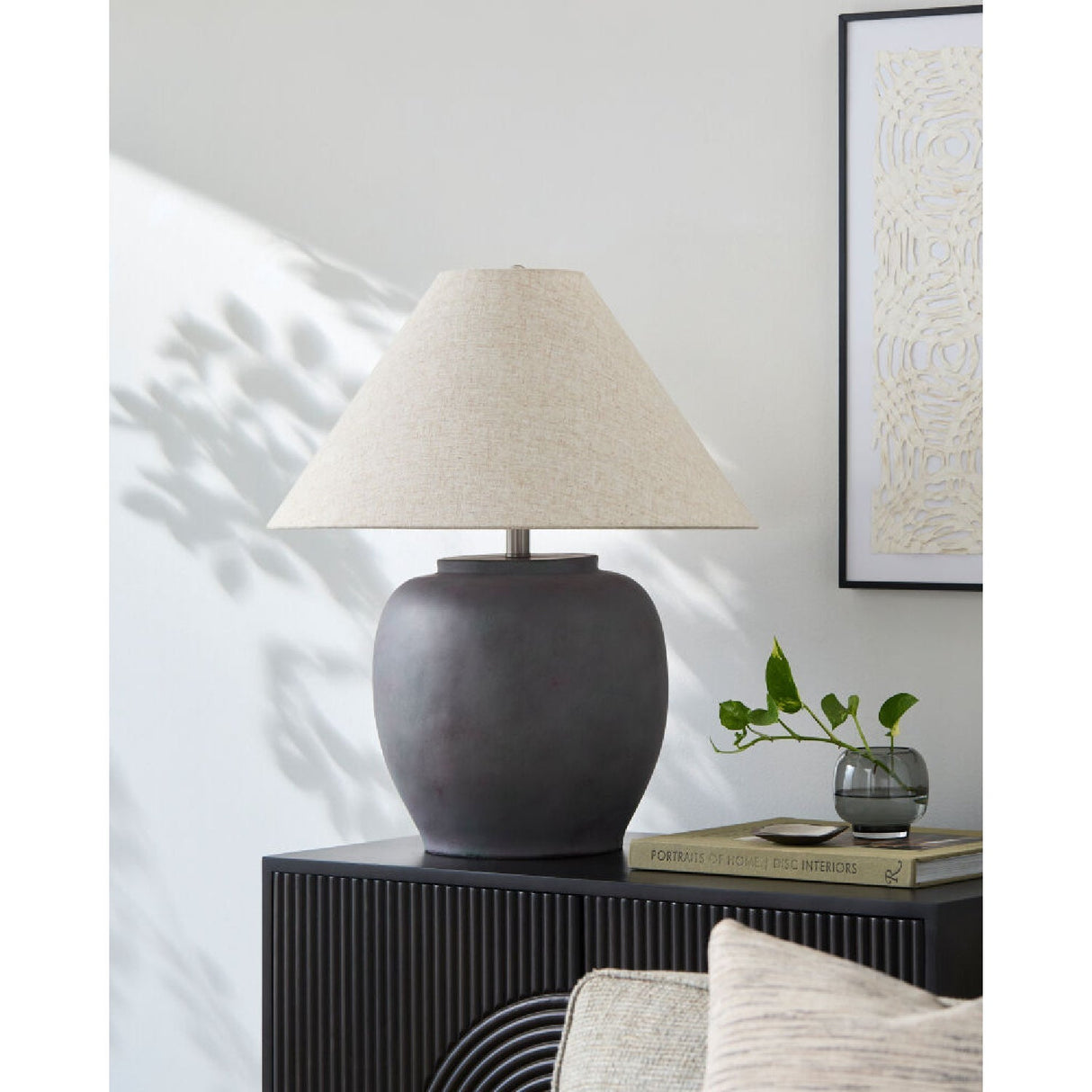 Modern European furniture - Painted Cement Linen Table Lamp - www.oroa.com