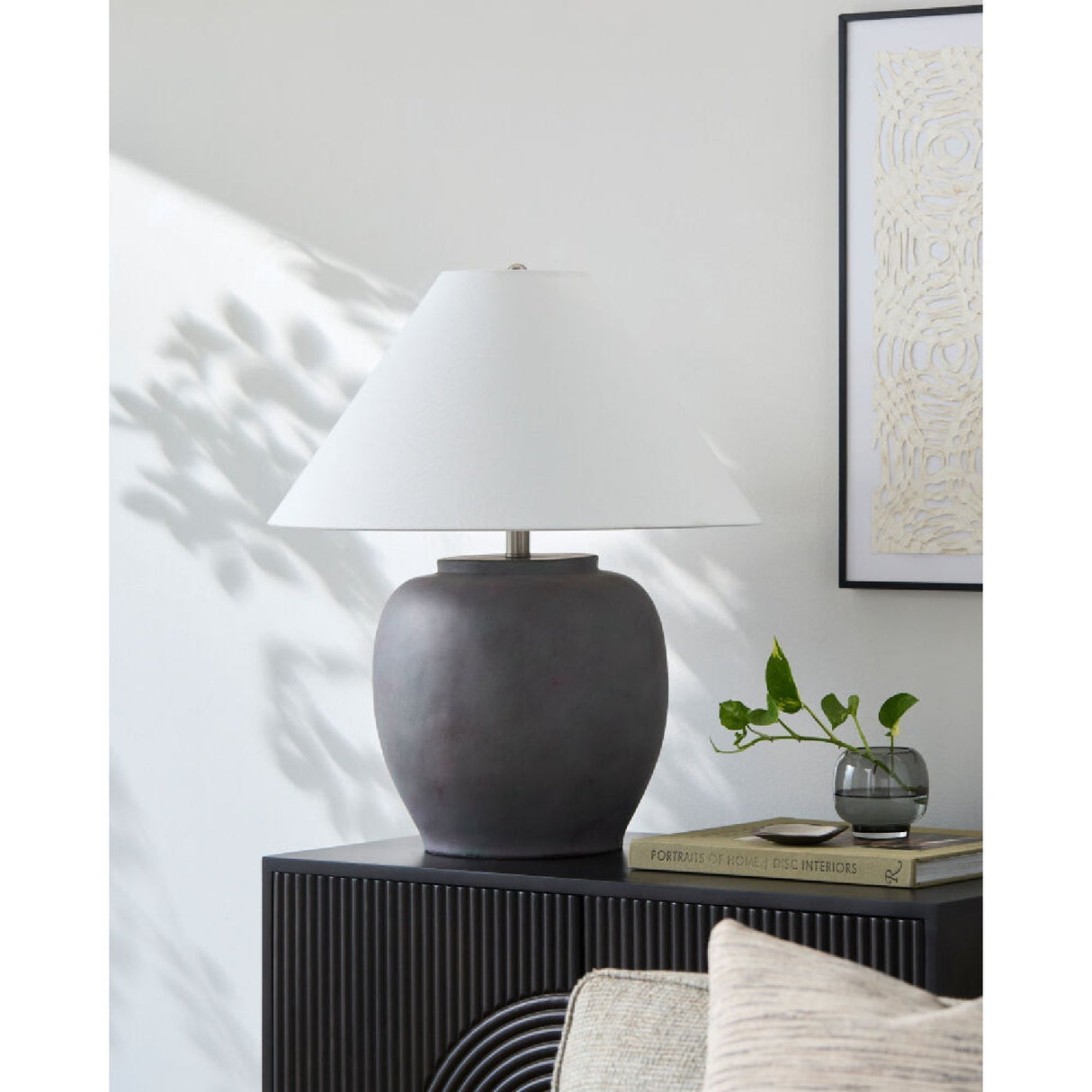 Modern European furniture - Painted Cement Linen Table Lamp - www.oroa.com
