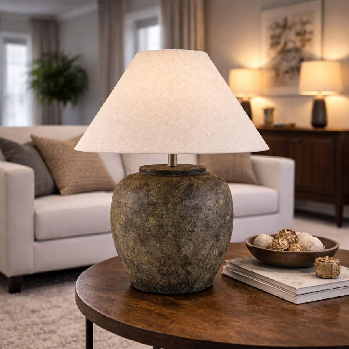 Modern European furniture - Painted Cement Linen Table Lamp - www.oroa.com