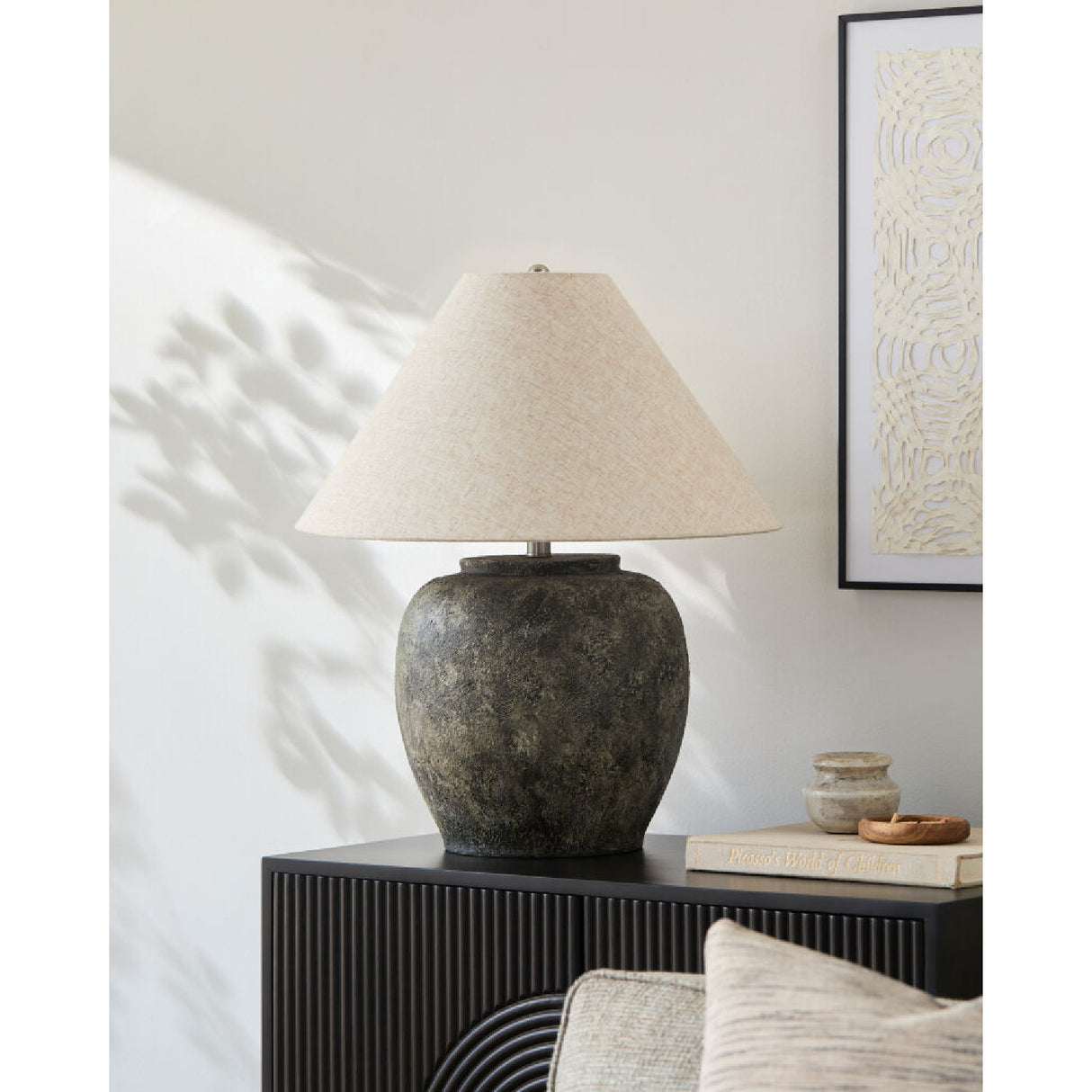 Modern European furniture - Painted Cement Linen Table Lamp - www.oroa.com