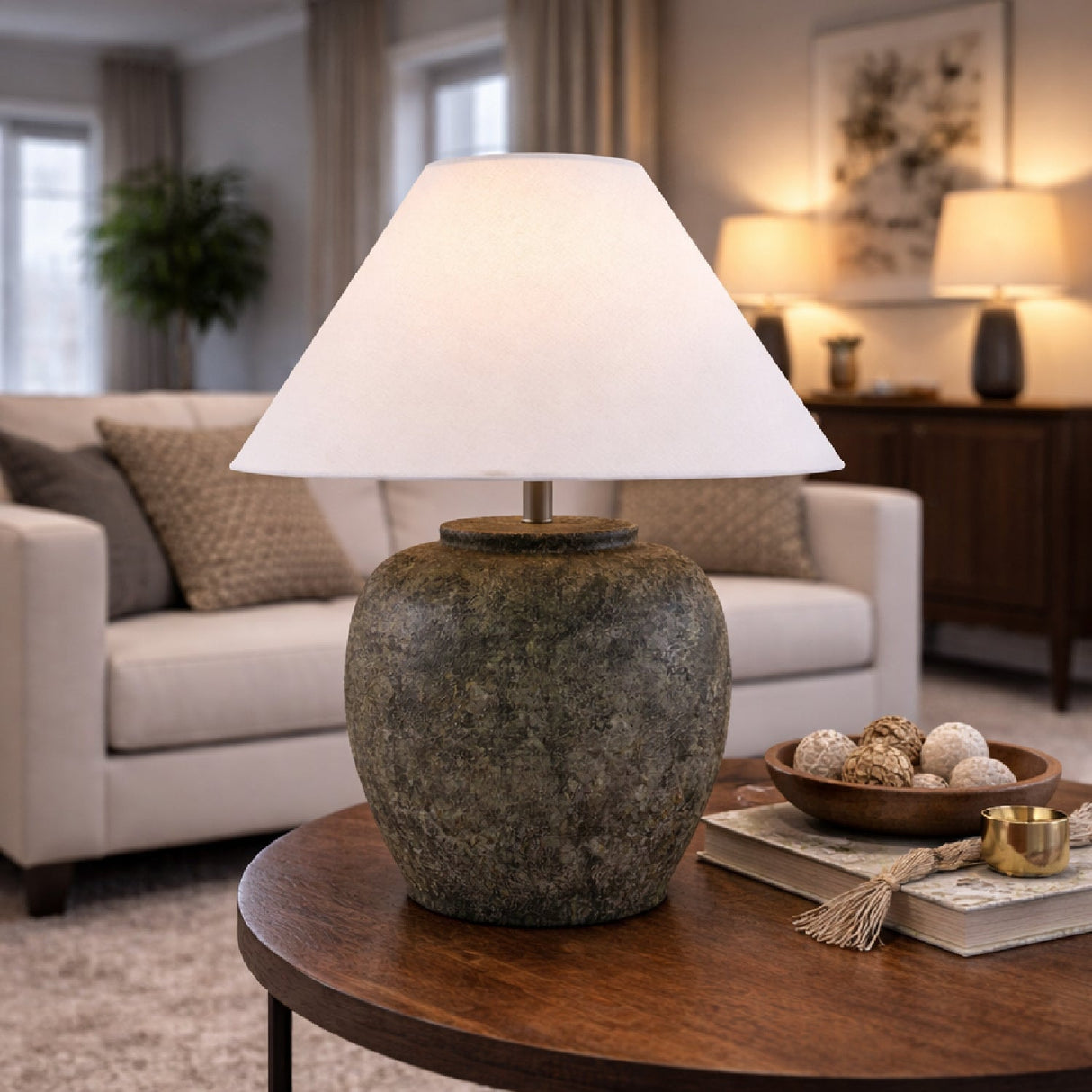 Modern European furniture - Painted Cement Linen Table Lamp - www.oroa.com