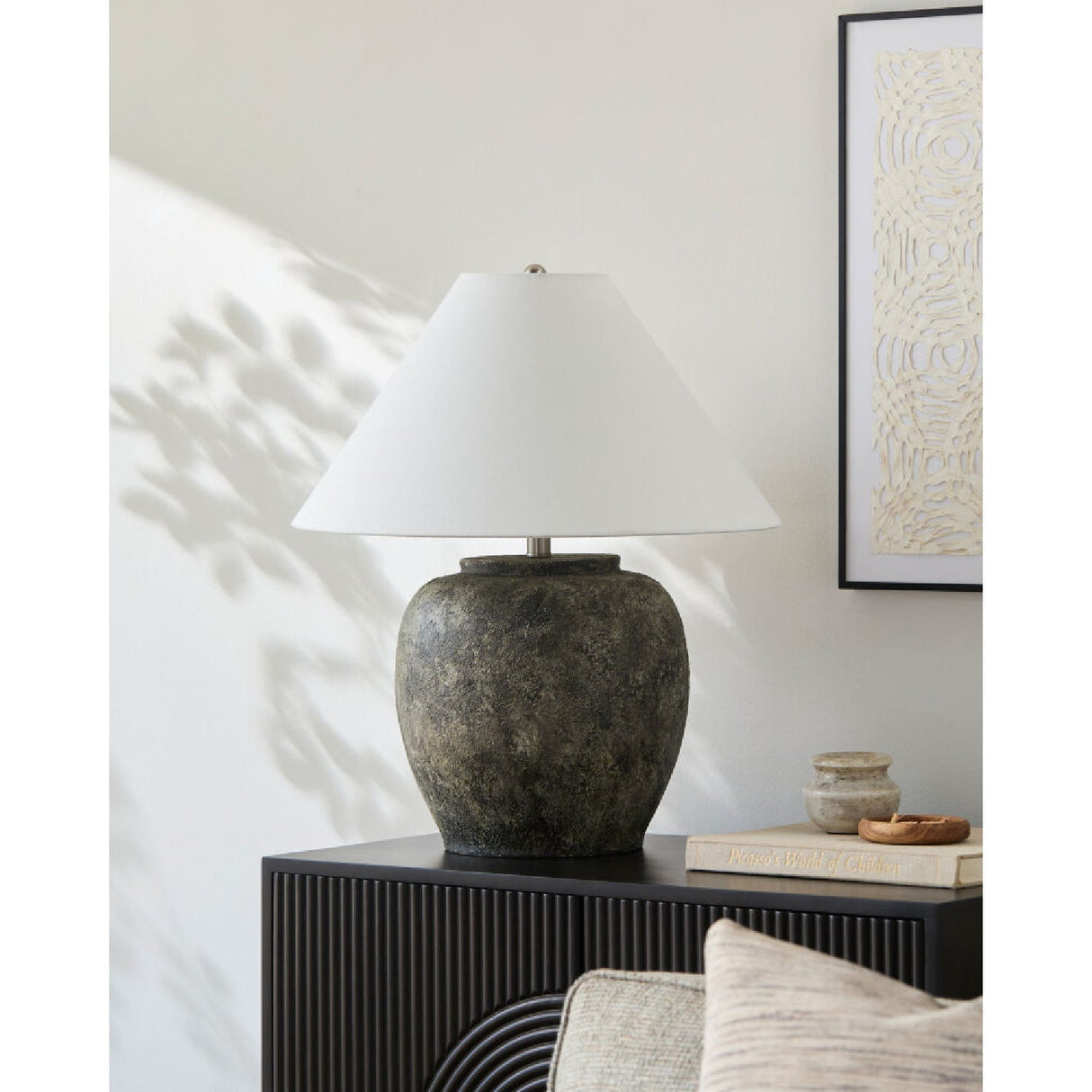 Modern European furniture - Painted Cement Linen Table Lamp - www.oroa.com