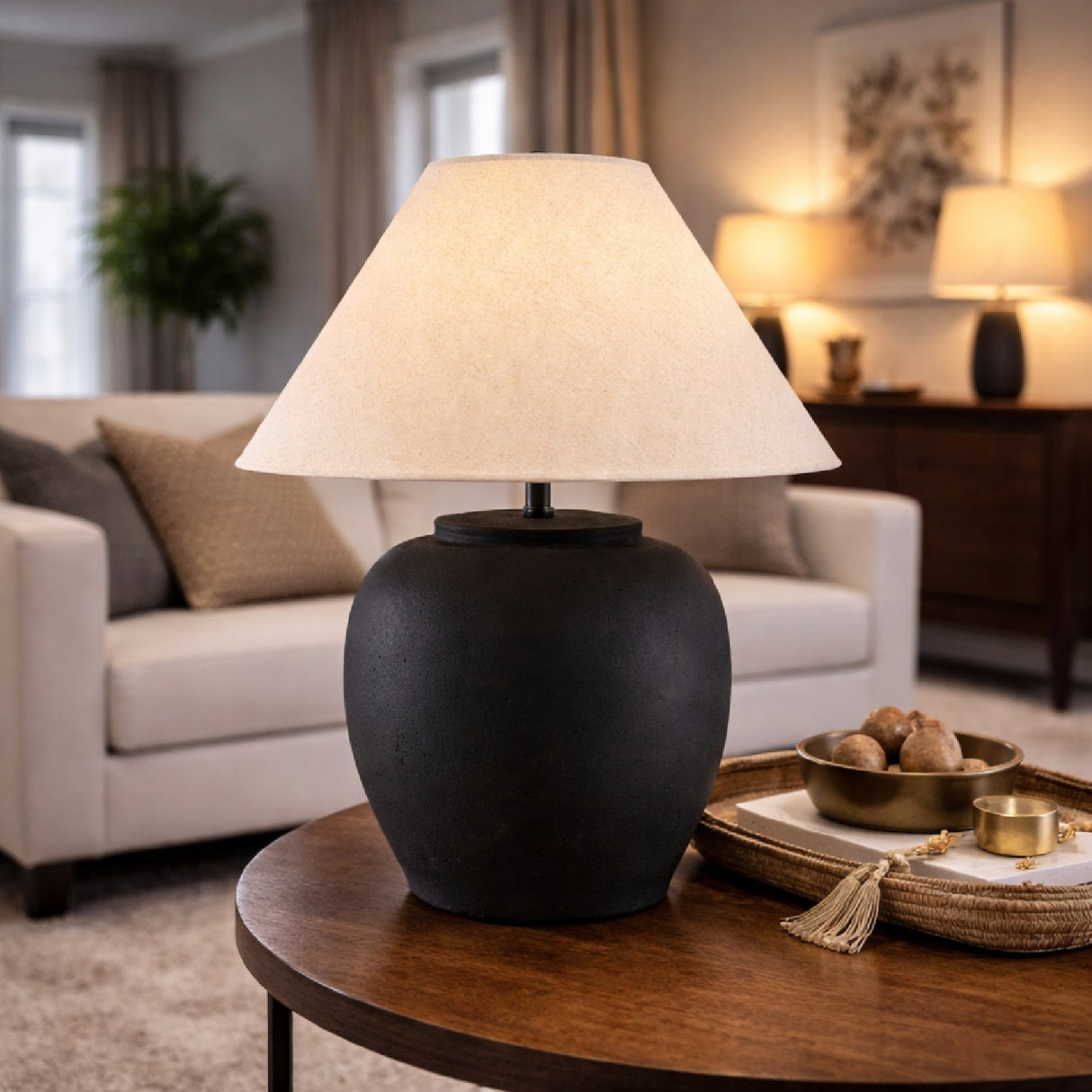 Modern European furniture - Painted Cement Linen Table Lamp - www.oroa.com