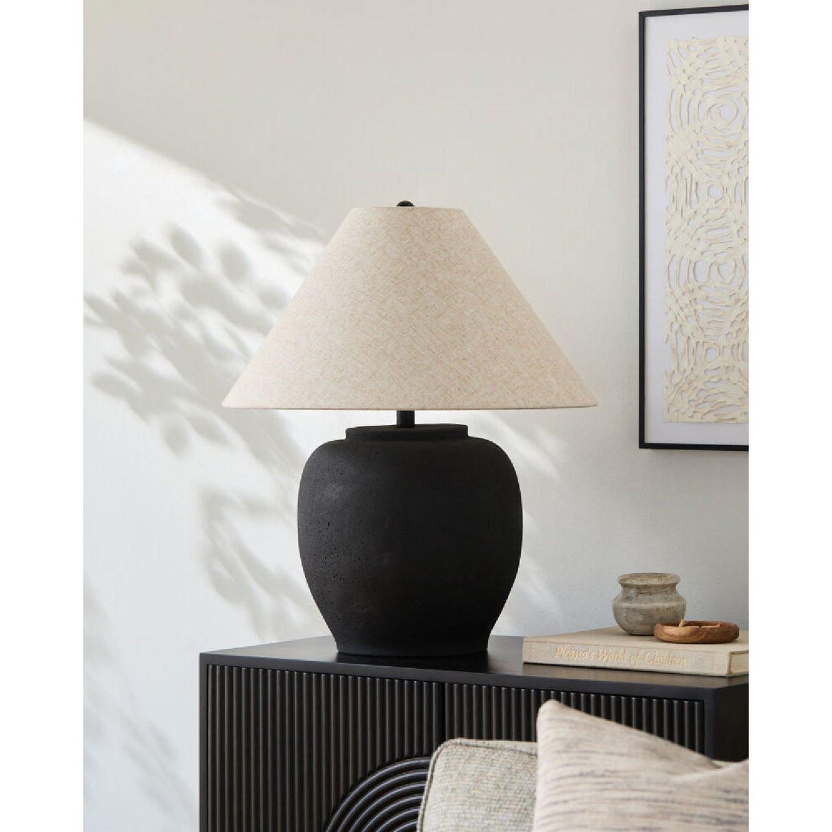 Modern European furniture - Painted Cement Linen Table Lamp - www.oroa.com