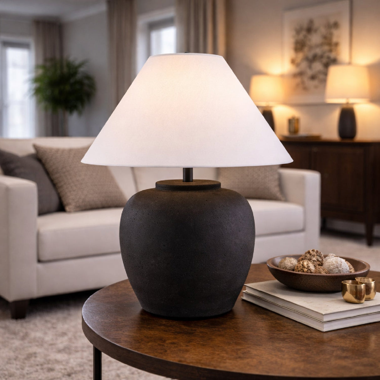 Modern European furniture - Painted Cement Linen Table Lamp - www.oroa.com