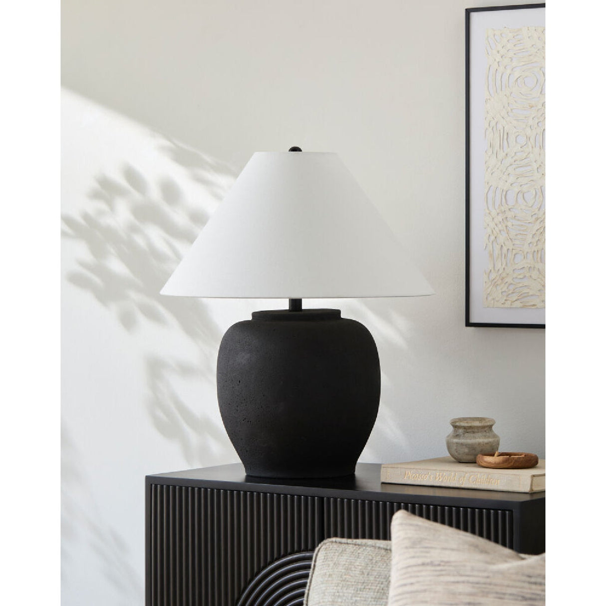 Modern European furniture - Painted Cement Linen Table Lamp - www.oroa.com