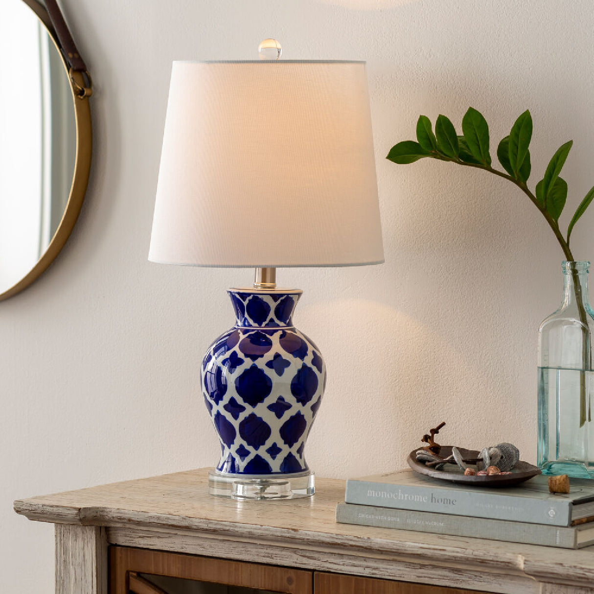 Modern European furniture - Blue Patterned Ceramic Table Lamp - www.oroa.com