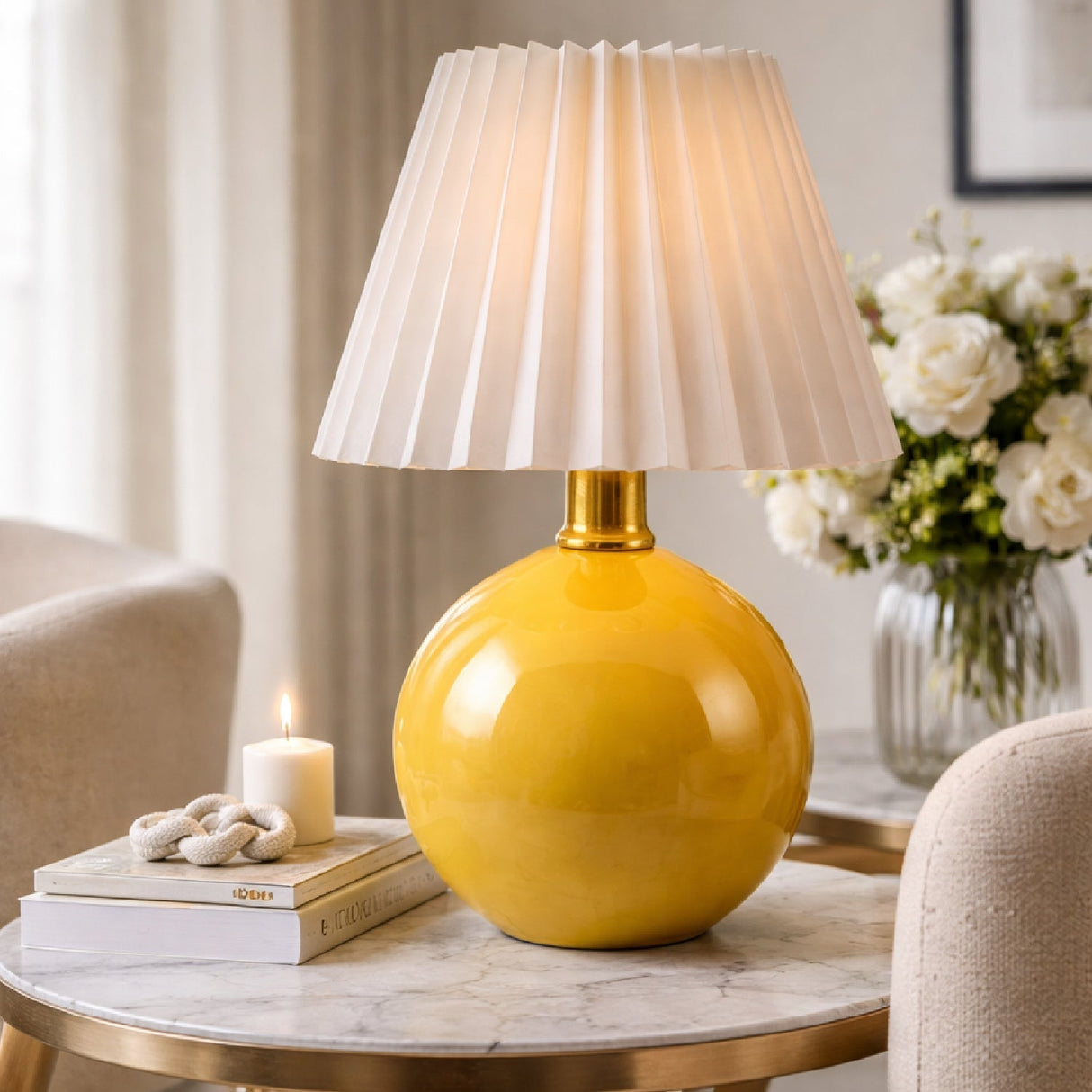 Modern European furniture - Ceramic Sphere Table Lamp - www.oroa.com