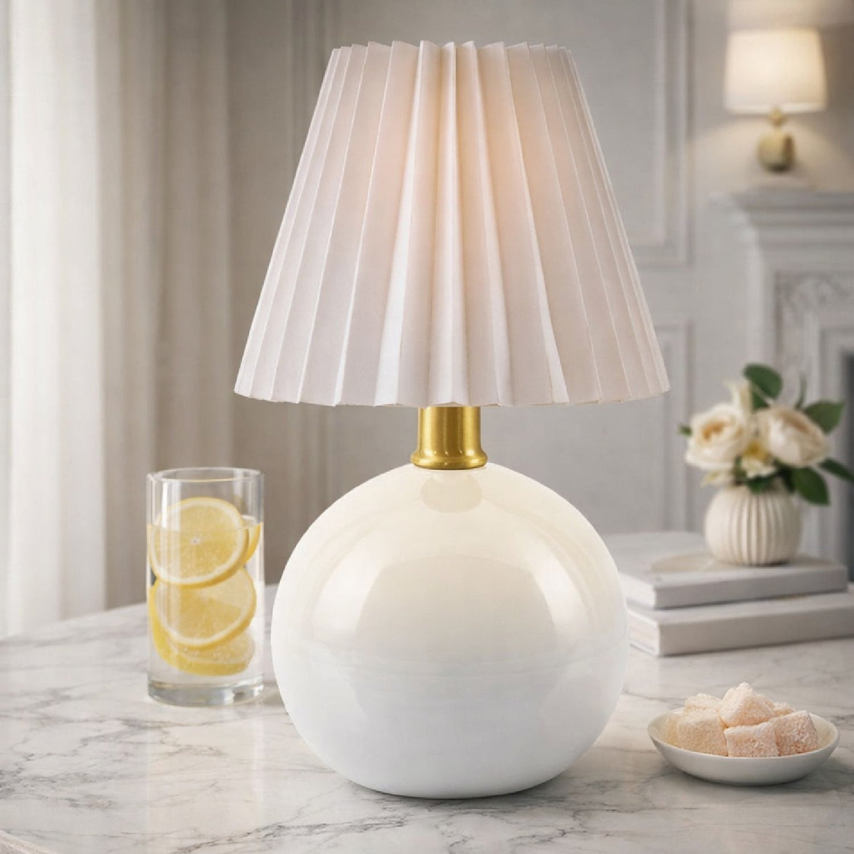 Modern European furniture - Ceramic Sphere Table Lamp - www.oroa.com
