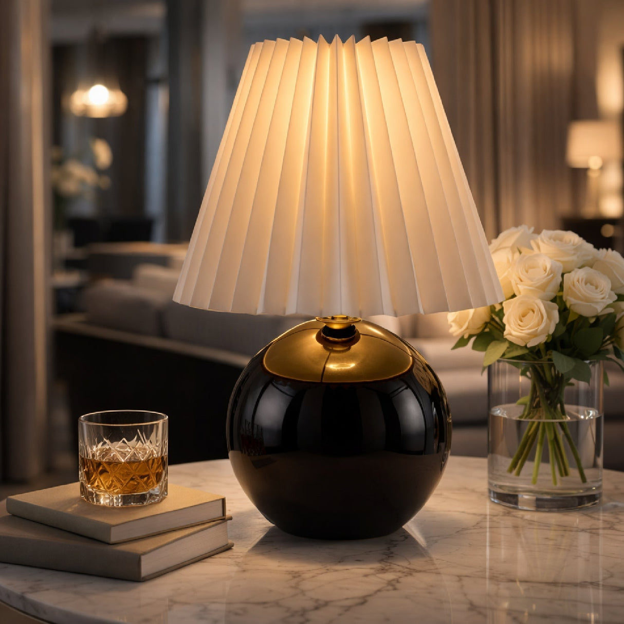 Modern European furniture - Ceramic Sphere Table Lamp - www.oroa.com
