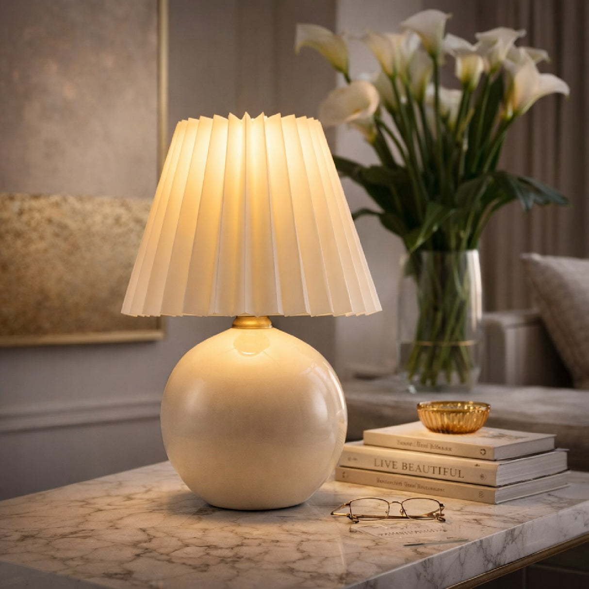 Modern European furniture - Ceramic Sphere Table Lamp - www.oroa.com