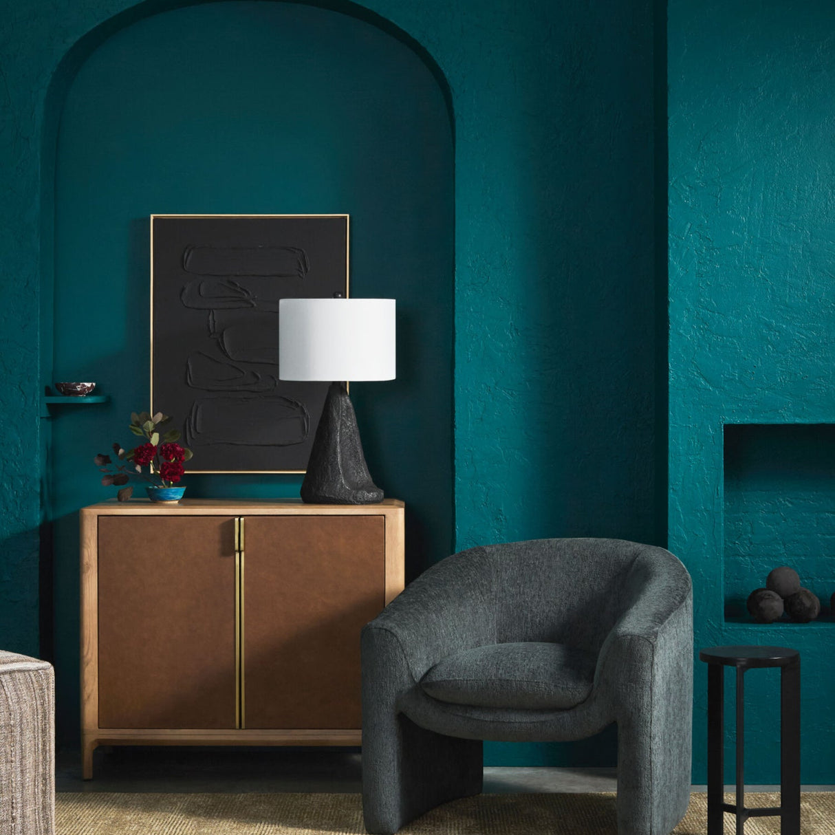 Modern European furniture - Black Textured Accent Table Lamp - www.oroa.com