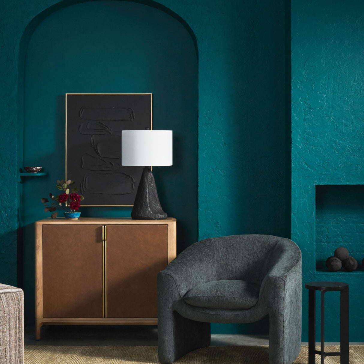 Modern European furniture - Black Textured Accent Table Lamp - www.oroa.com