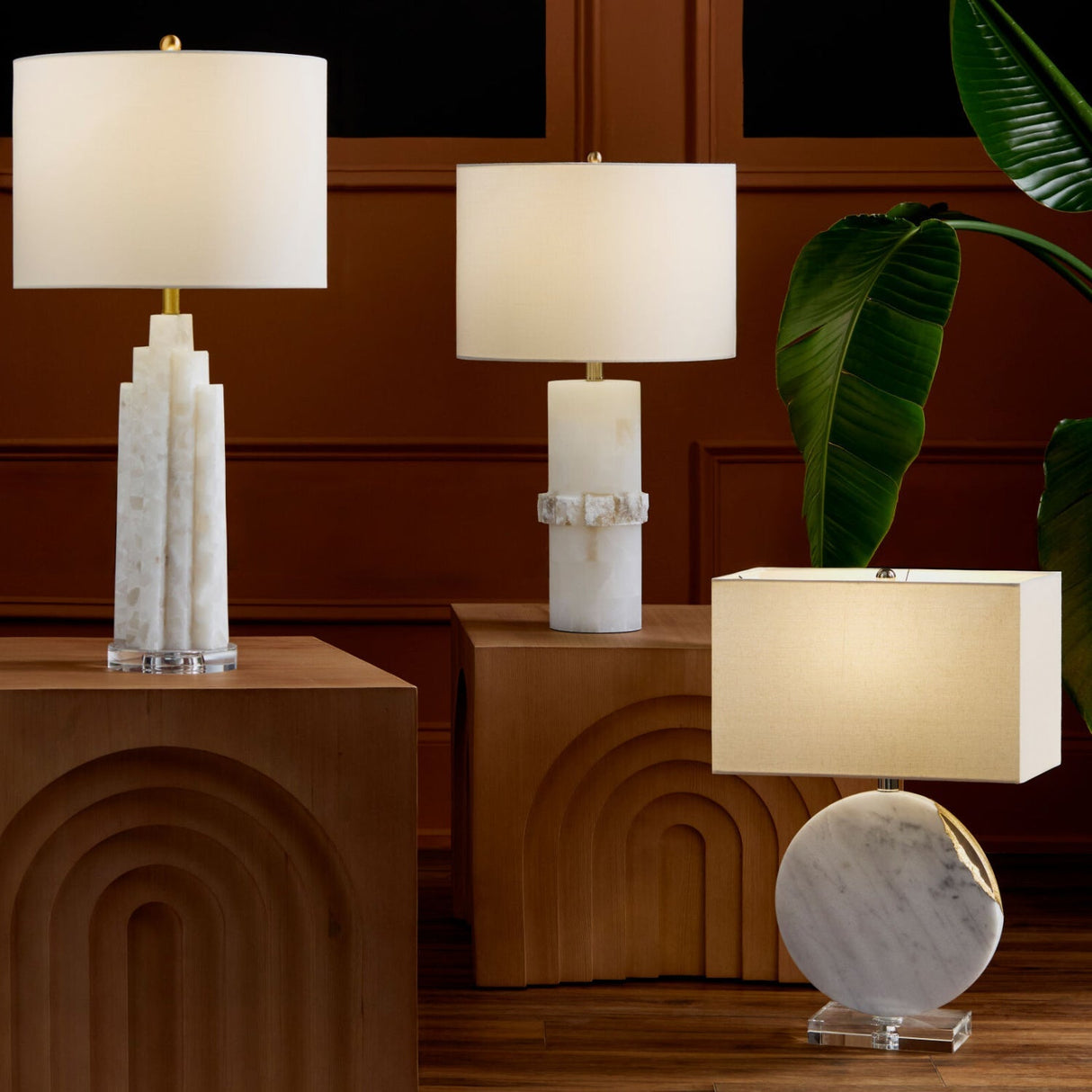 Modern European furniture - Round White Marble Table Lamp - www.oroa.com