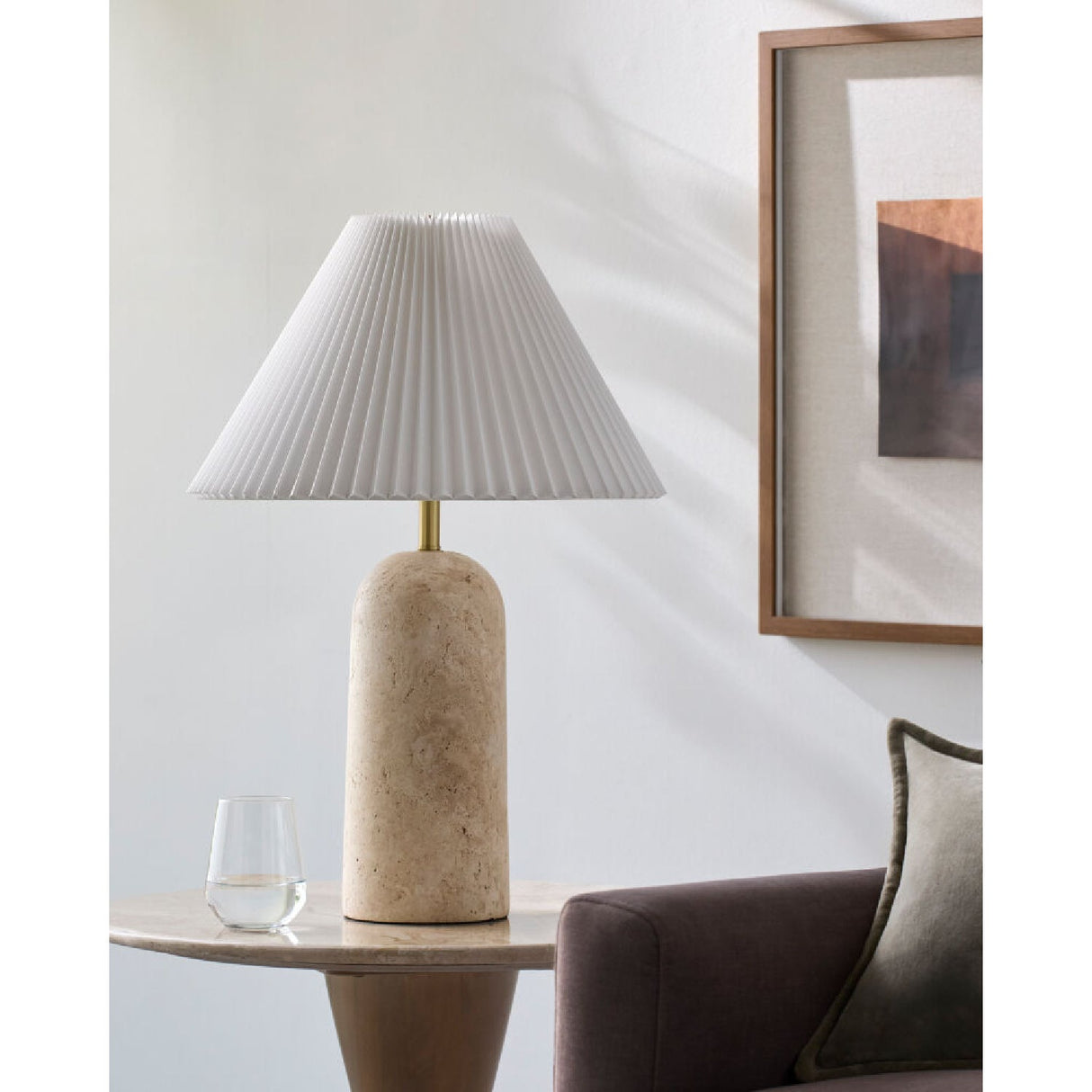 Modern European furniture - Empire Shade Travertine Table Lamp - www.oroa.com
