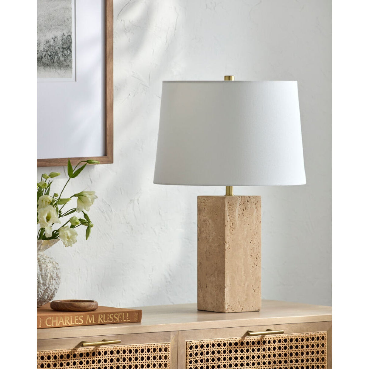 Modern European furniture - Square Travertine Table Lamp - www.oroa.com