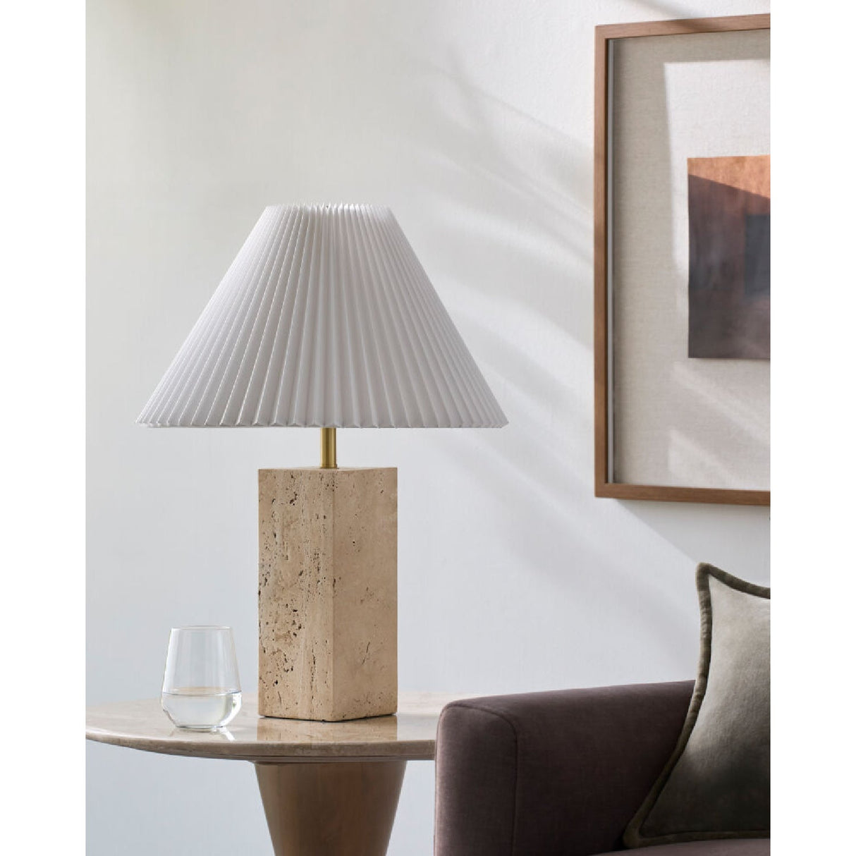 Modern European furniture - Square Travertine Empire Table Lamp - www.oroa.com