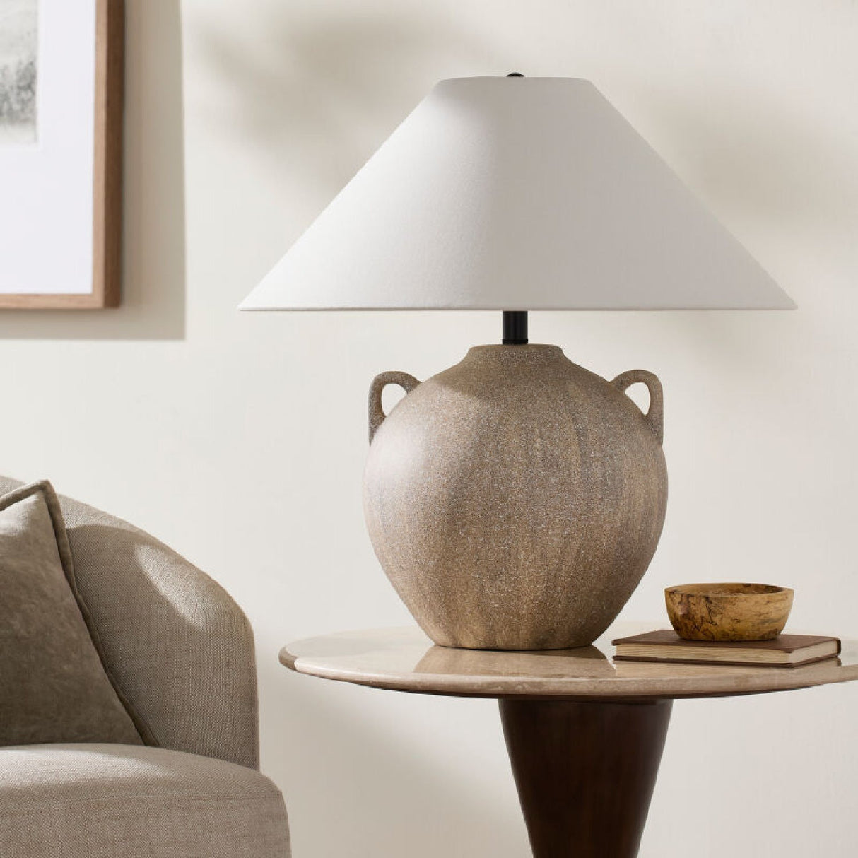 Modern European furniture - Brown Ceramic Linen Table Lamp - www.oroa.com