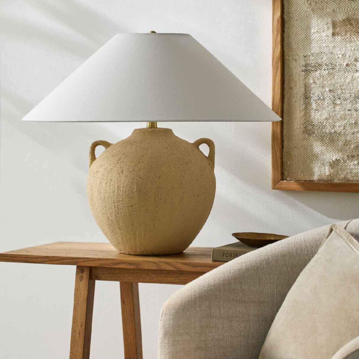 Modern European furniture - Brown Ceramic Linen Table Lamp - www.oroa.com