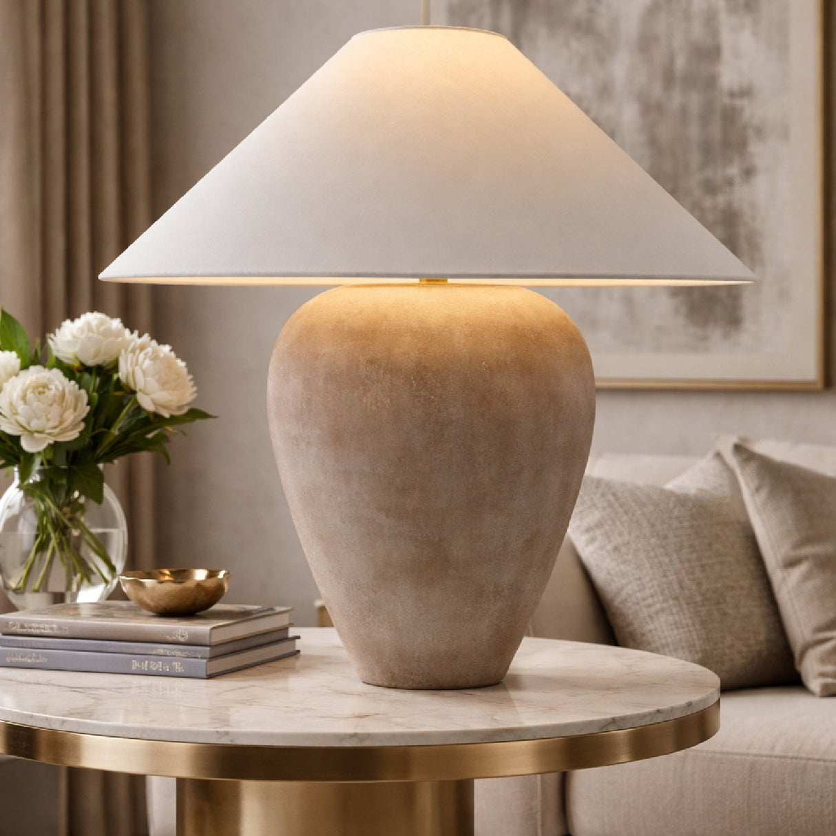 Modern European furniture - Glazed Brown Ceramic Table Lamp - www.oroa.com