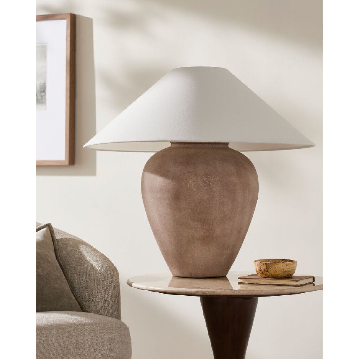 Modern European furniture - Glazed Brown Ceramic Table Lamp - www.oroa.com