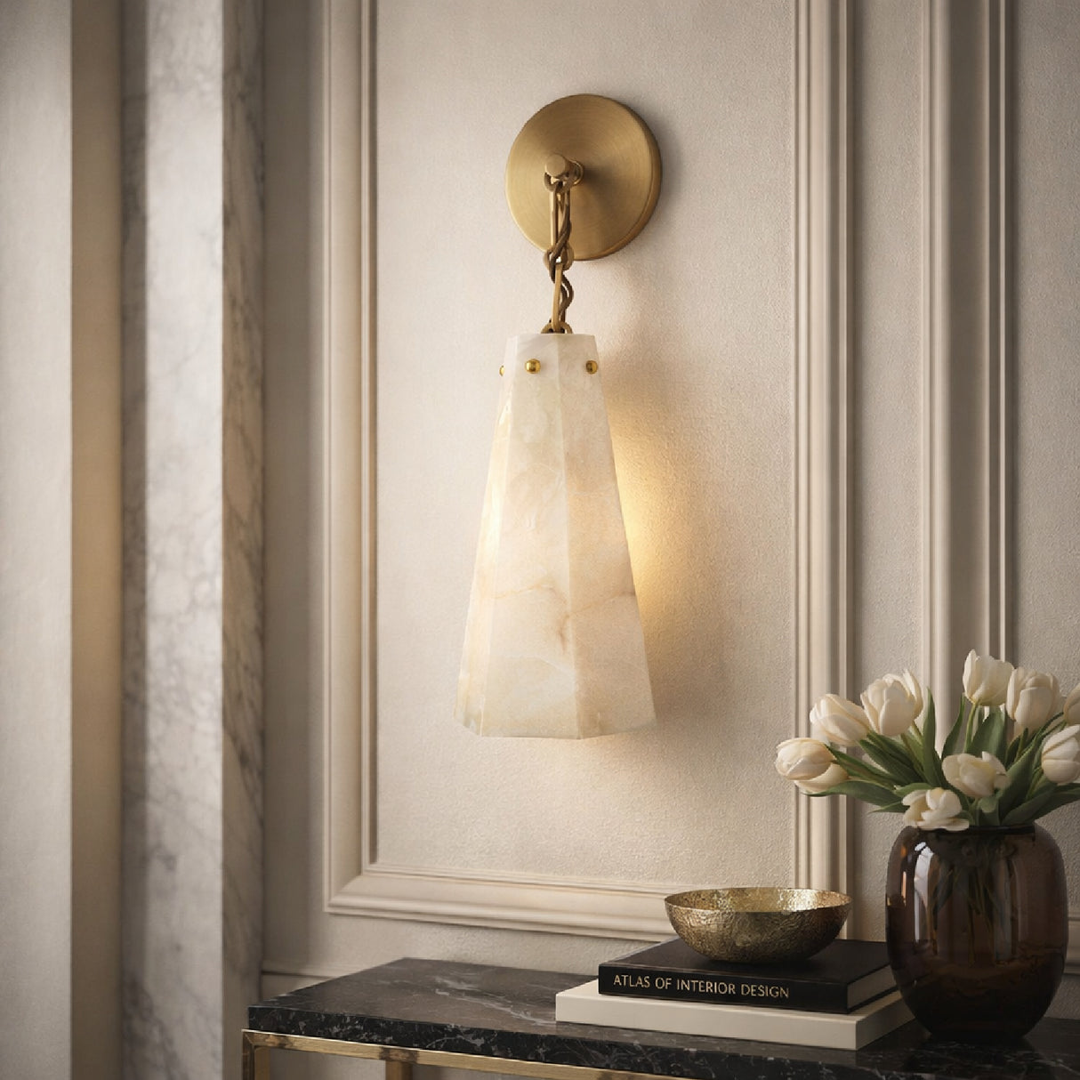Modern European furniture - White Stone Wall Lamp - www.oroa.com