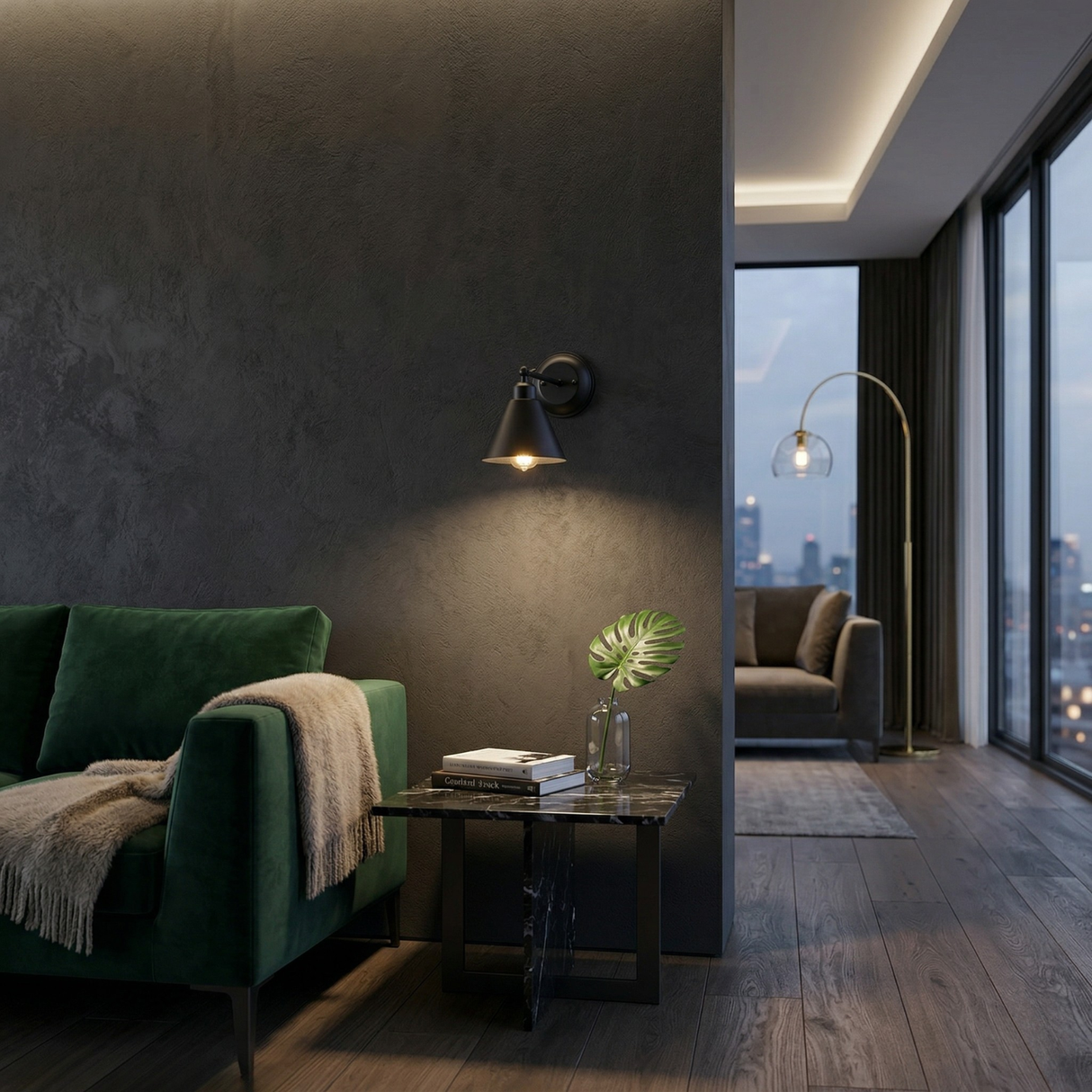 Modern European furniture - Black Conical Metal Wall Lamp - www.oroa.com