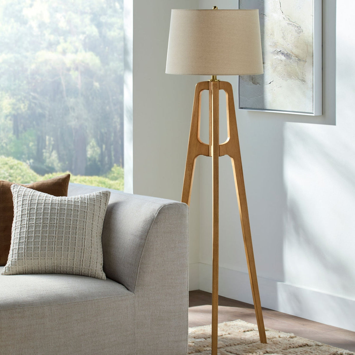 Modern European furniture - Brown Rubberwood Floor Lamp - www.oroa.com
