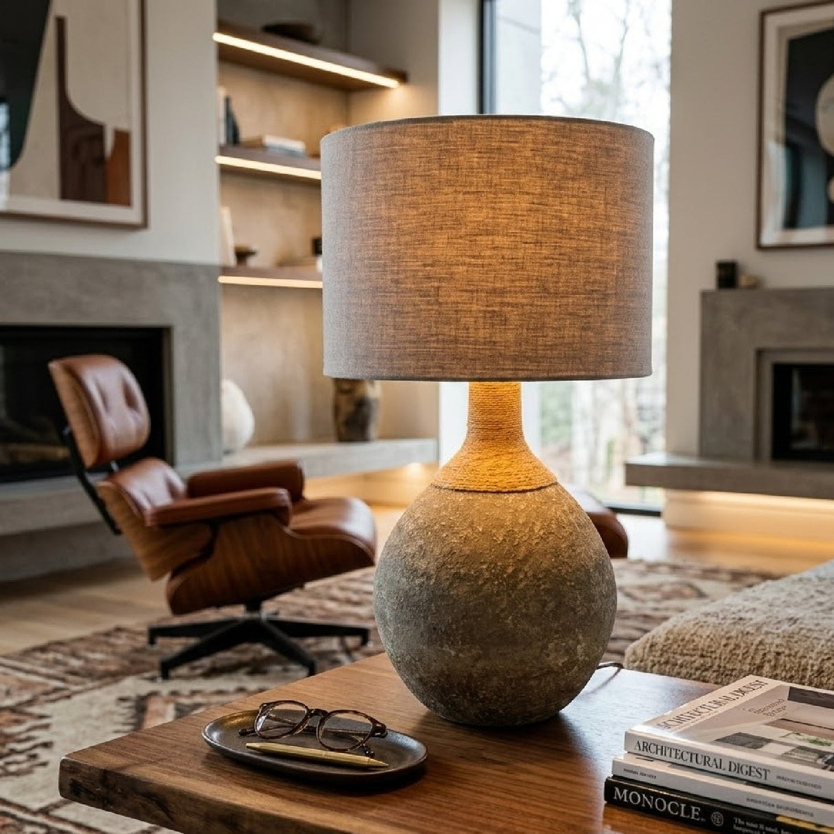 Modern European furniture - Khaki Linen Accent Table Lamp - www.oroa.com