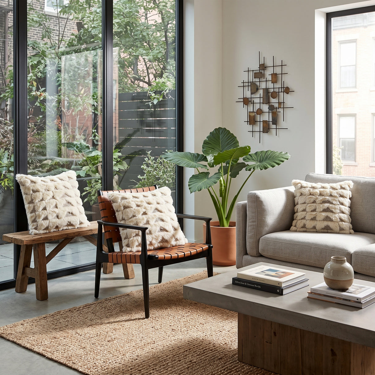 Wool Blend Square Pillow | Kuda Home Glacen