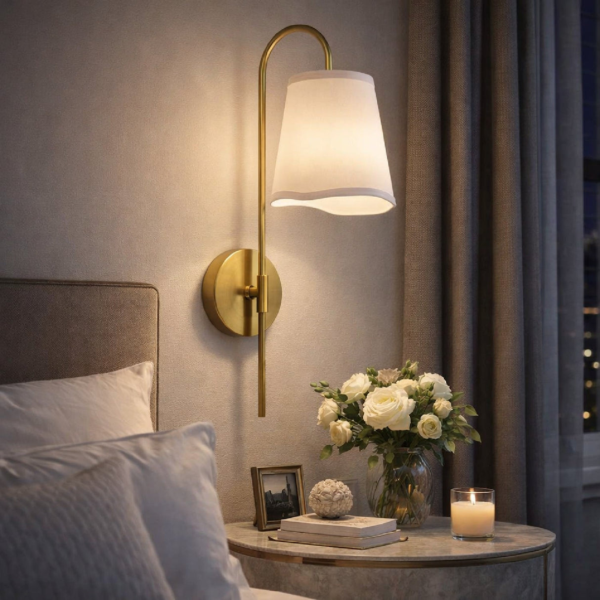 Modern European furniture - Wavy White Linen Wall Lamp - www.oroa.com