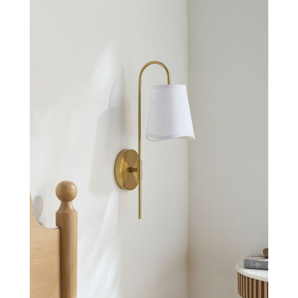 Modern European furniture - Wavy White Linen Wall Lamp - www.oroa.com