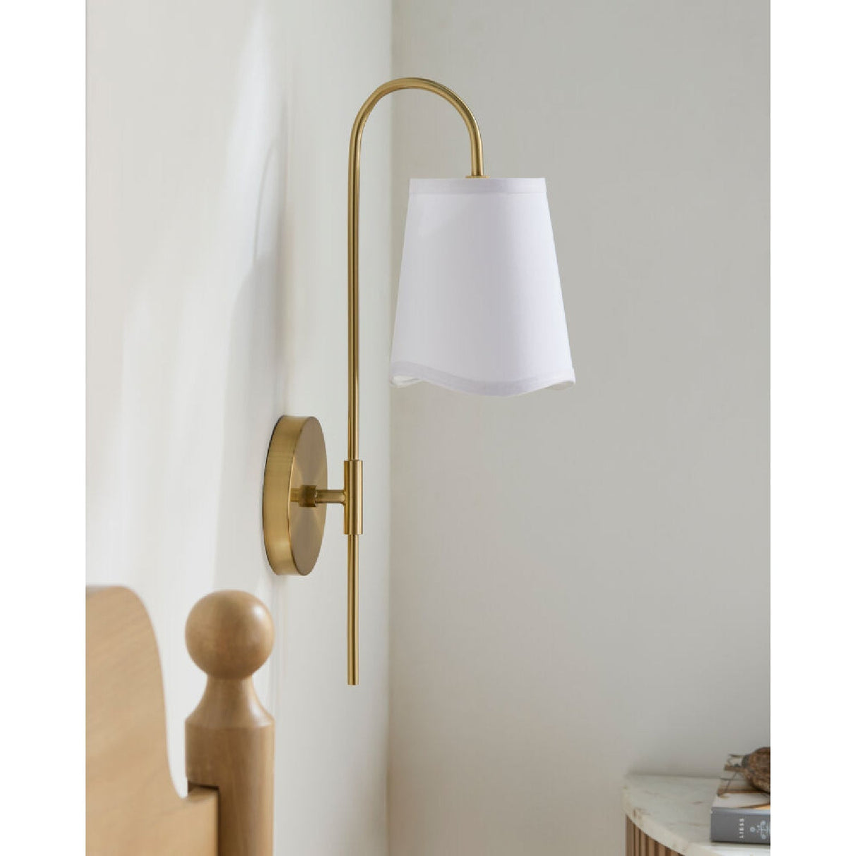 Modern European furniture - Wavy White Linen Wall Lamp - www.oroa.com