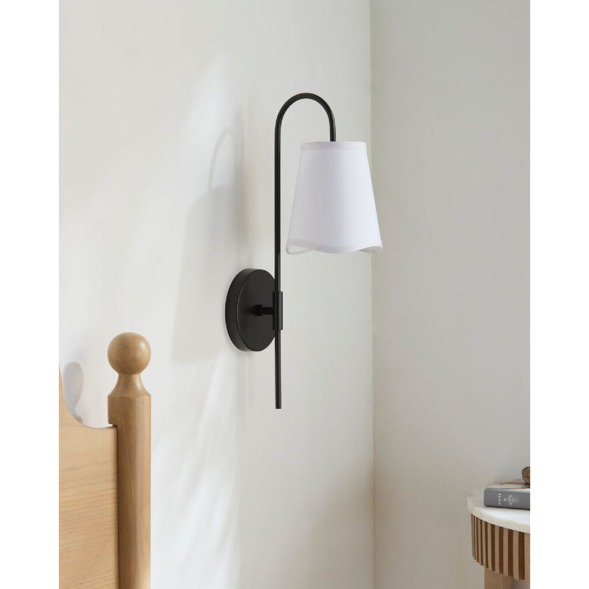 Modern European furniture - Wavy White Linen Wall Lamp - www.oroa.com