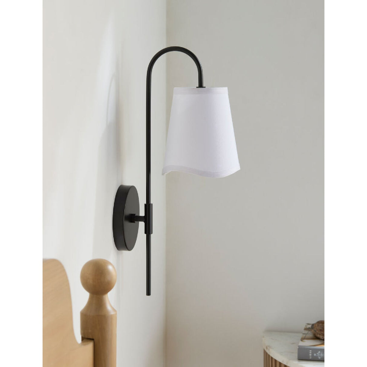 Modern European furniture - Wavy White Linen Wall Lamp - www.oroa.com