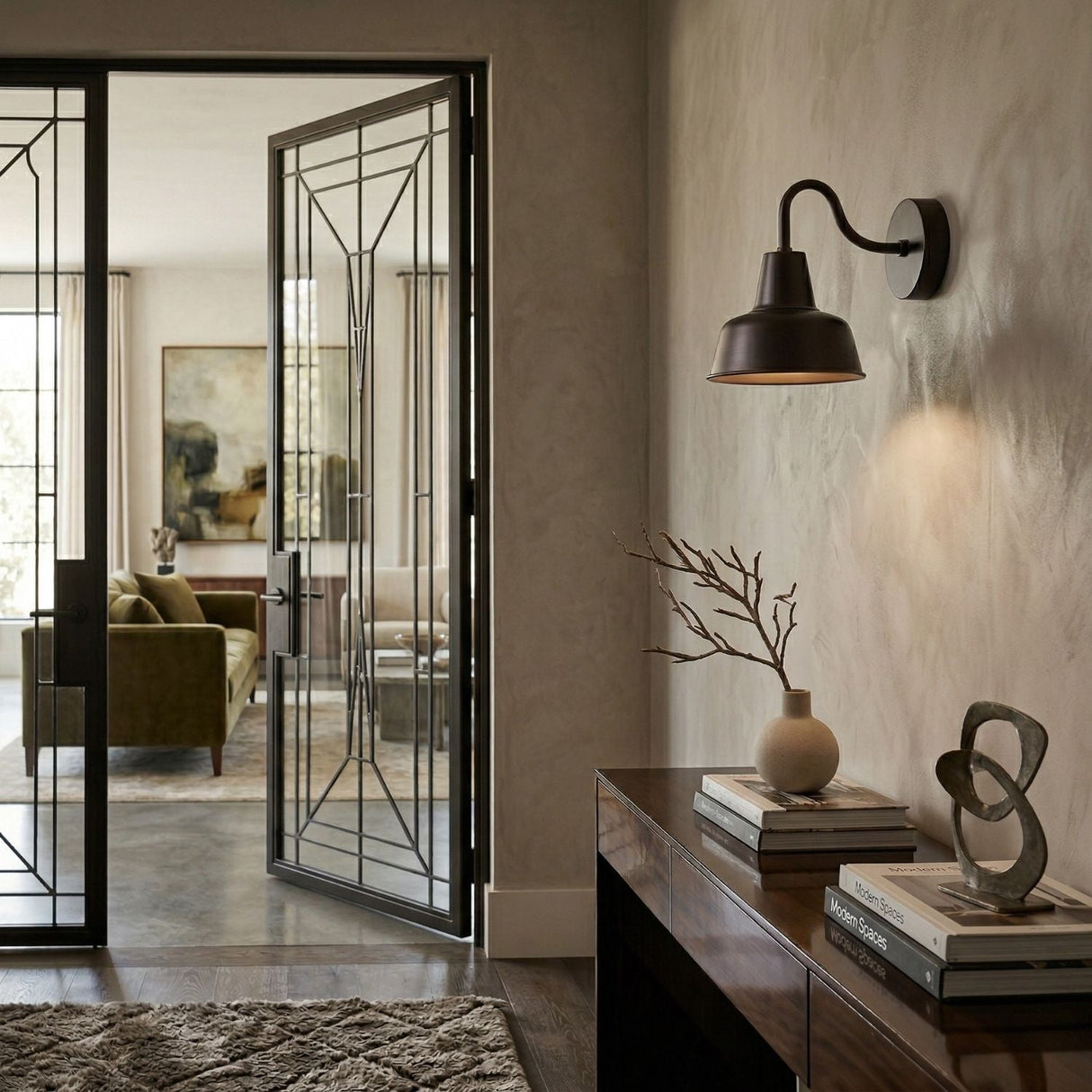 Modern European furniture - Outdoor Black Iron Wall Lamp - www.oroa.com