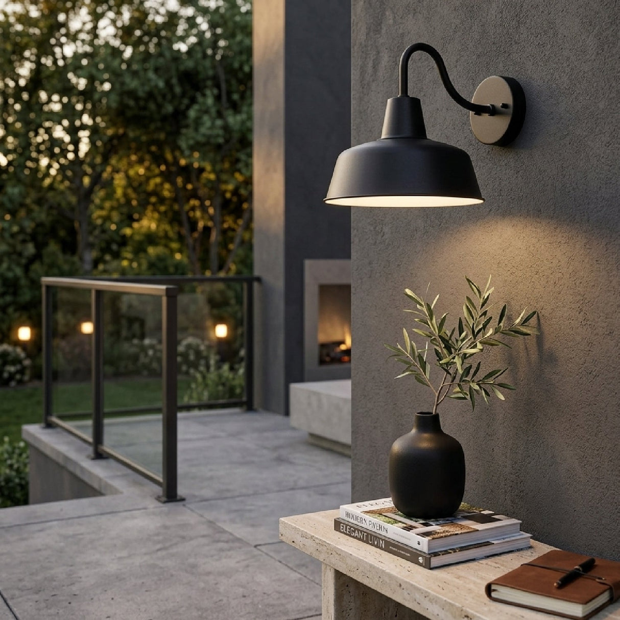 Modern European furniture - Outdoor Black Iron Wall Lamp - www.oroa.com