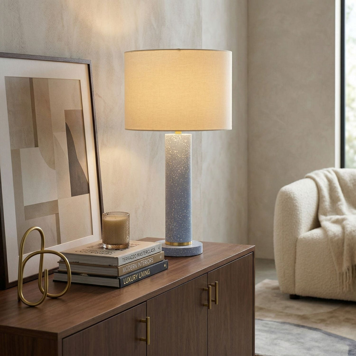 Modern European furniture - Sky Blue Cement Table Lamp - www.oroa.com