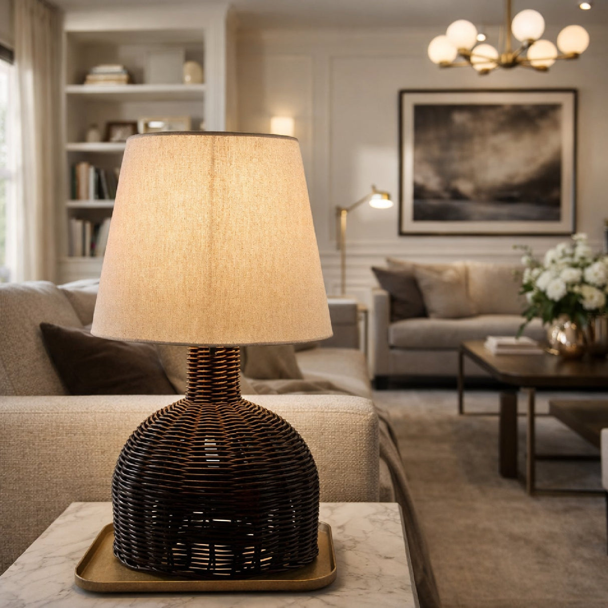 Modern European furniture - Brown Rattan Base Table Lamp - www.oroa.com