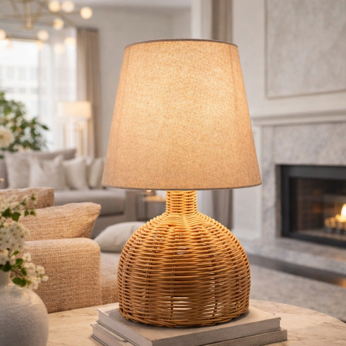 Modern European furniture - Brown Rattan Base Table Lamp - www.oroa.com