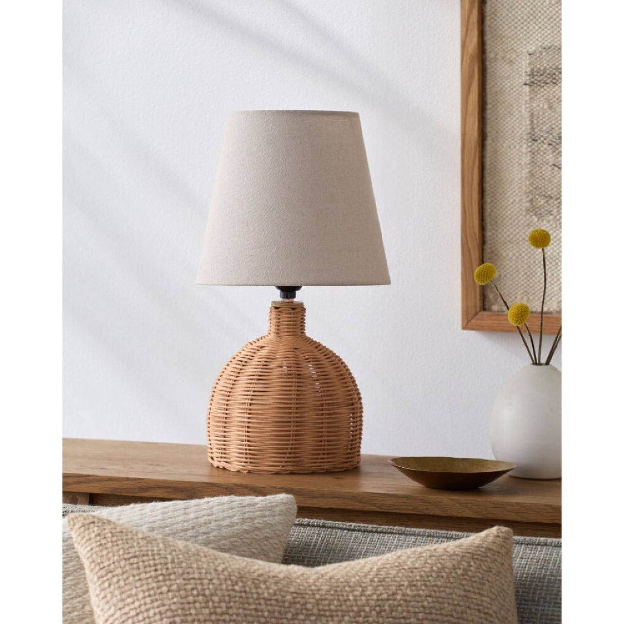 Modern European furniture - Brown Rattan Base Table Lamp - www.oroa.com