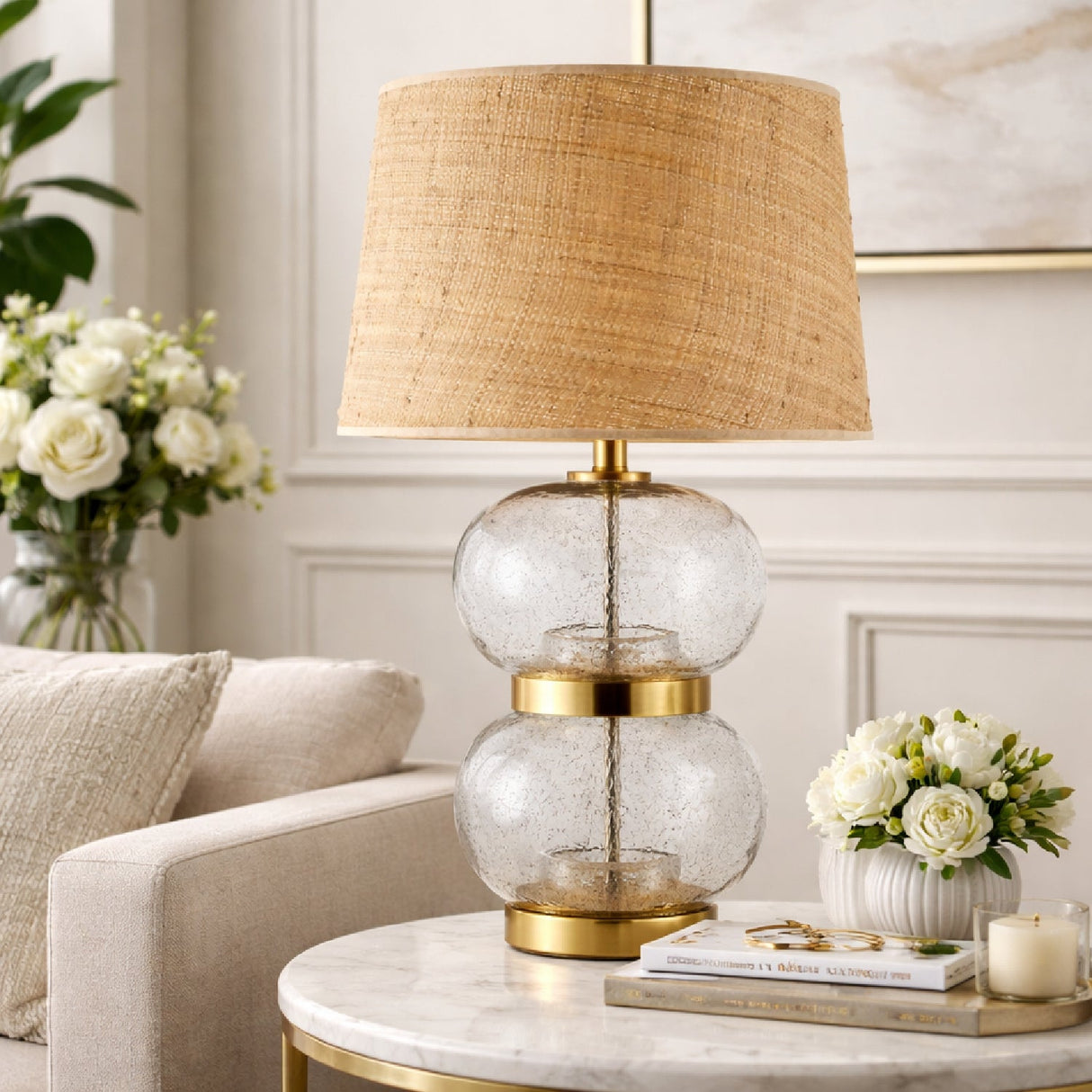 Modern European furniture - Textured Clear Glass Table Lamp - www.oroa.com