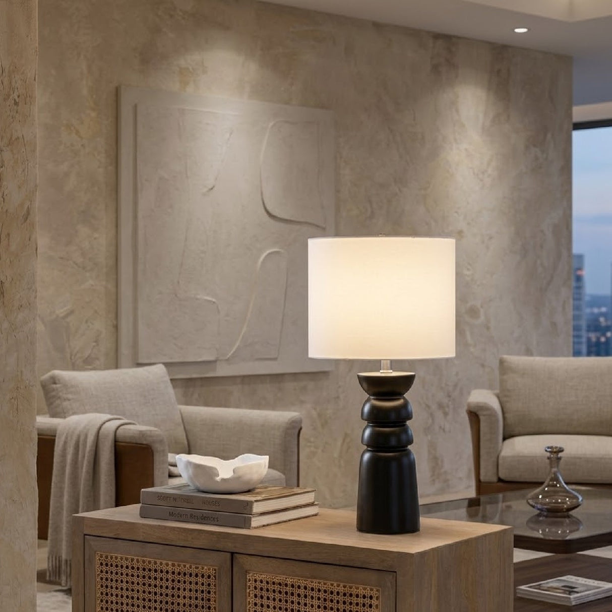 Modern European furniture - Black Ceramic Table Lamp - www.oroa.com