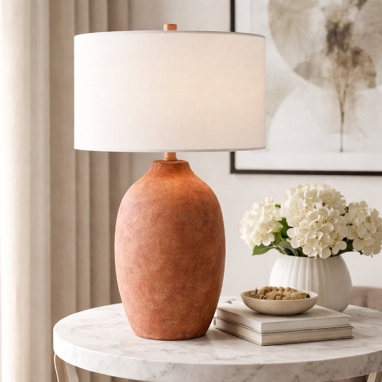Modern European furniture - Linen Painted Cement Table Lamp - www.oroa.com