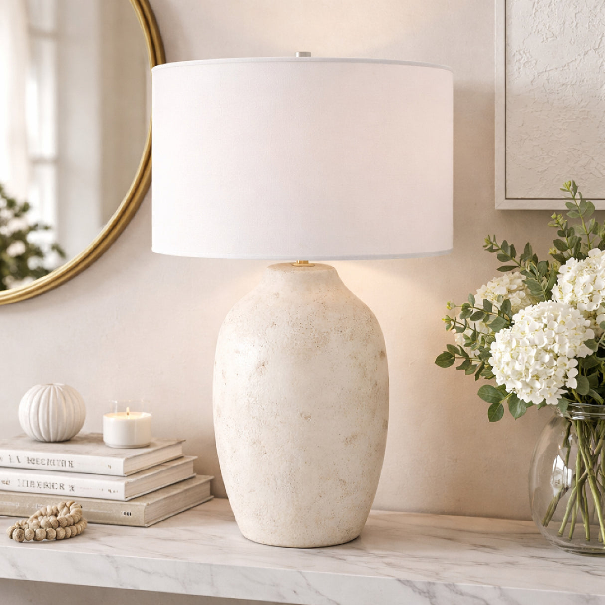 Modern European furniture - Linen Painted Cement Table Lamp - www.oroa.com