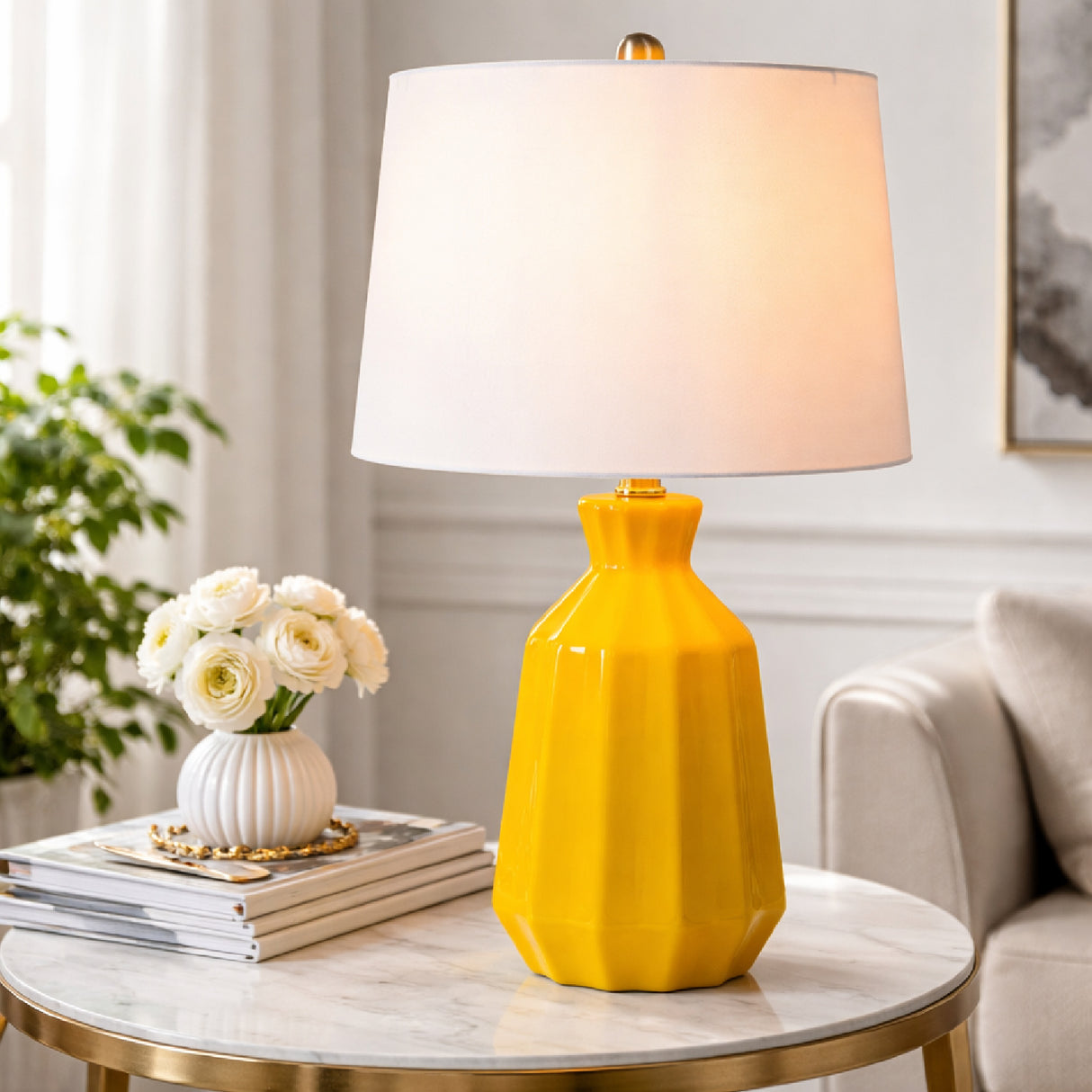 Modern European furniture - Neon Glazed Ceramic Table Lamp - www.oroa.com