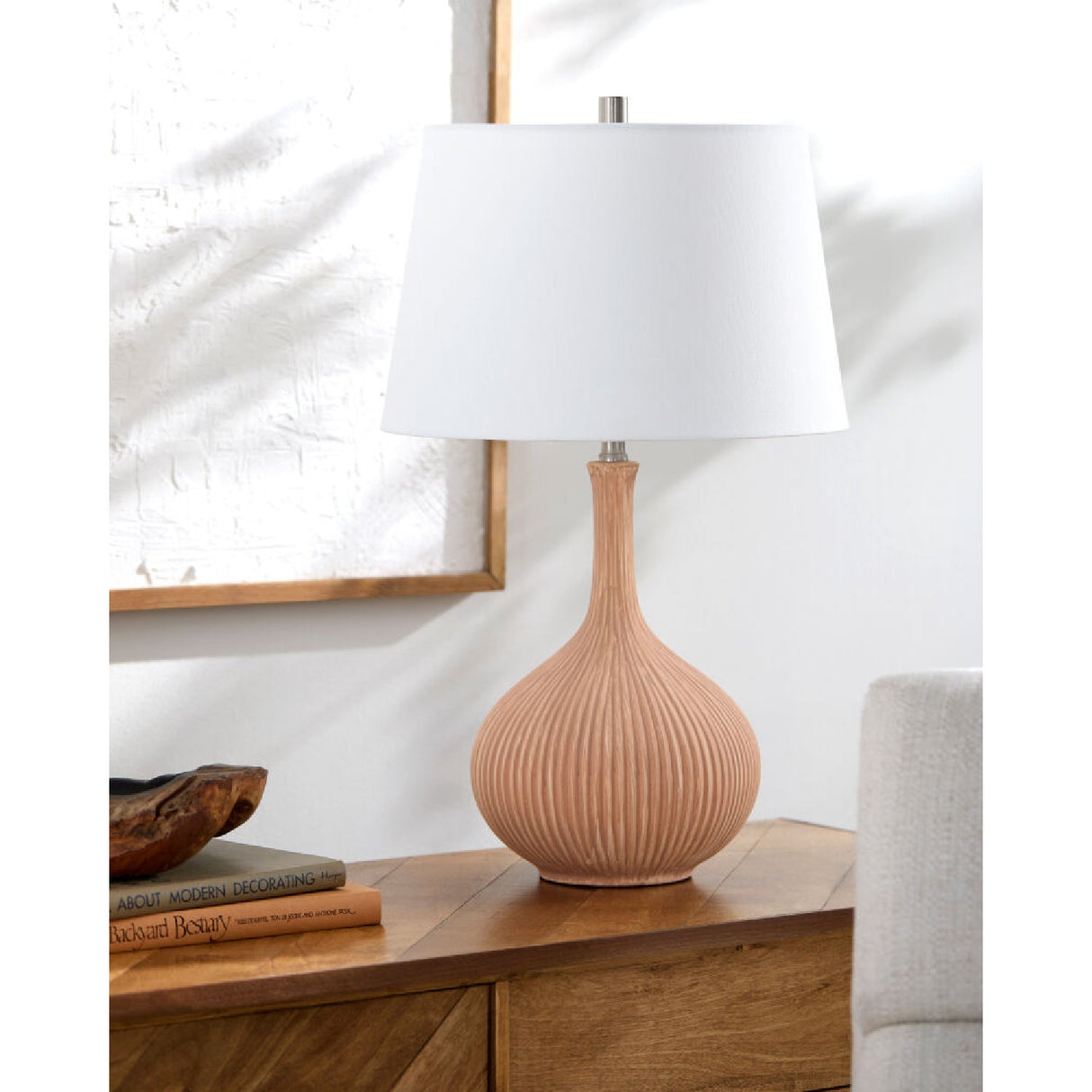 Modern European furniture - Natural Ceramic Accent Table Lamp - www.oroa.com